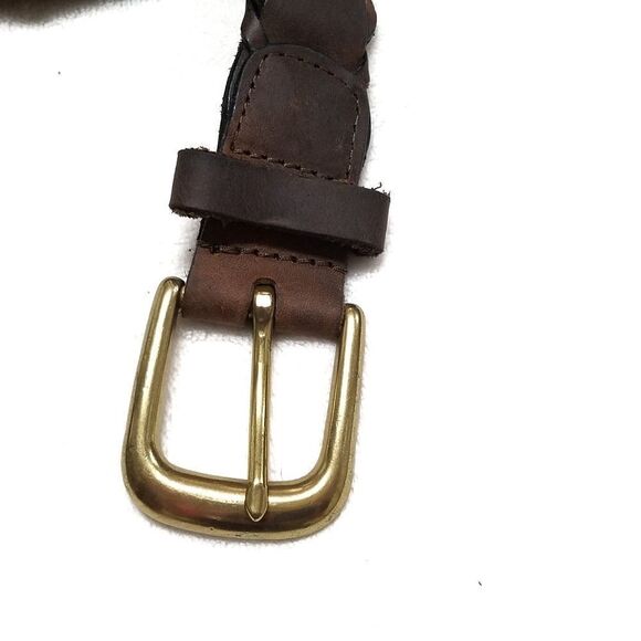 VINTAGE Braid Oil Tanned Cowhide Brass Buckle Belt - Picture 4 of 6